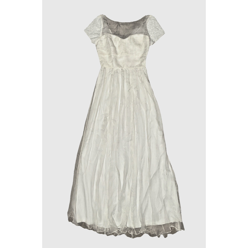 Geode ModCloth Chiffon Maxi Dress XXS Wedding Bridal Long Beaded Sweetheart Gown